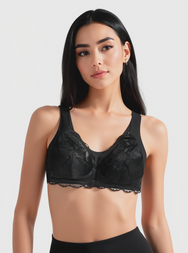 Cross-border Women's Sexy Front-open Bras, also in Plus Sizes, Without Steel Rings and Made of Lace.