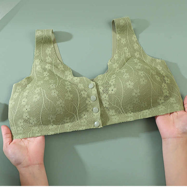 Seamless Front Buckle Maternity & Nursing Bra – Comfortable, Padded, and Stylish Lace Design