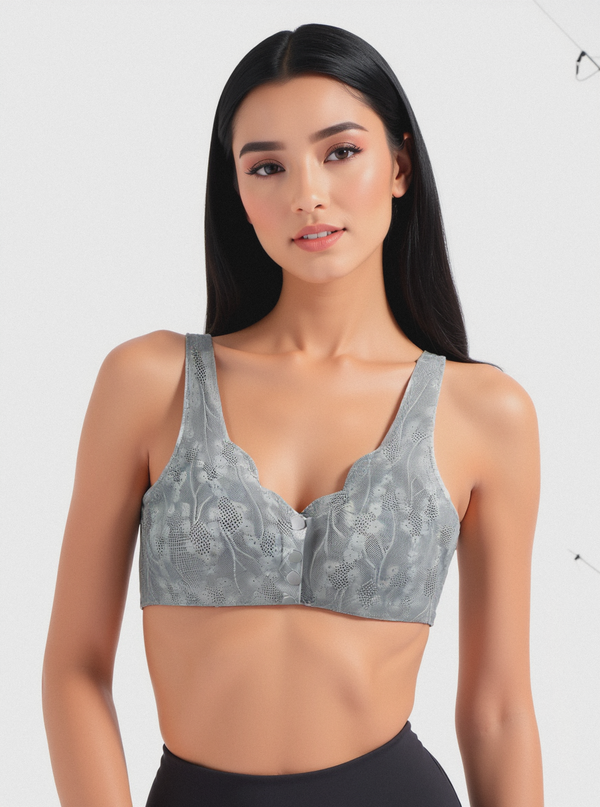 Seamless Front Buckle Maternity & Nursing Bra – Comfortable, Padded, and Stylish Lace Design