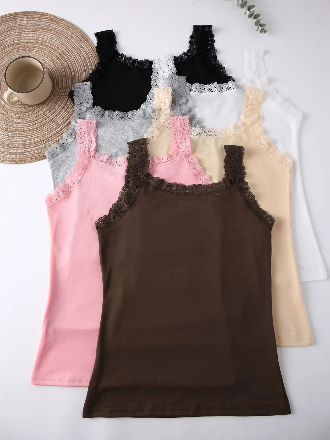 IBGUH Women's Winter T-Shirt Camisoles – Soft Cotton, Large Size, Lace Decorated