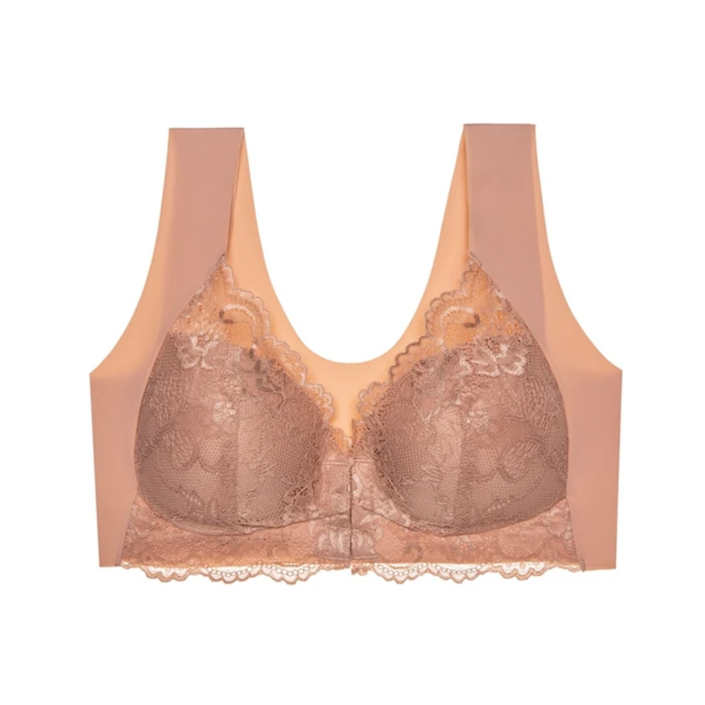Cross-border Women's Sexy Front-open Bras, also in Plus Sizes, Without Steel Rings and Made of Lace.