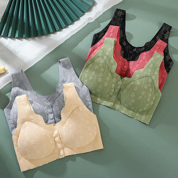 Seamless Front Buckle Maternity & Nursing Bra – Comfortable, Padded, and Stylish Lace Design